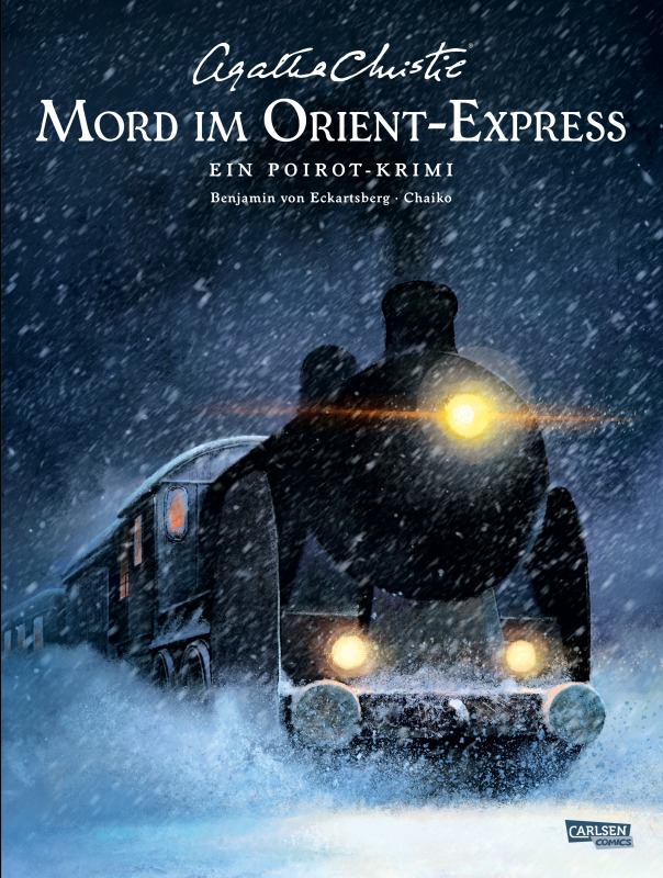 Agatha Christie, Benjamin von Eckartsberg, illustriert von Chaiko: Agatha Christie Classics: Mord im Orient-Express. Carlsen Verlag 2024. 64 Seiten. 20,- Euro. Hier bestellen https://www.carlsen.de/hardcover/agatha-christie-classics-mord-im-orient-express/978-3-551-72890-6