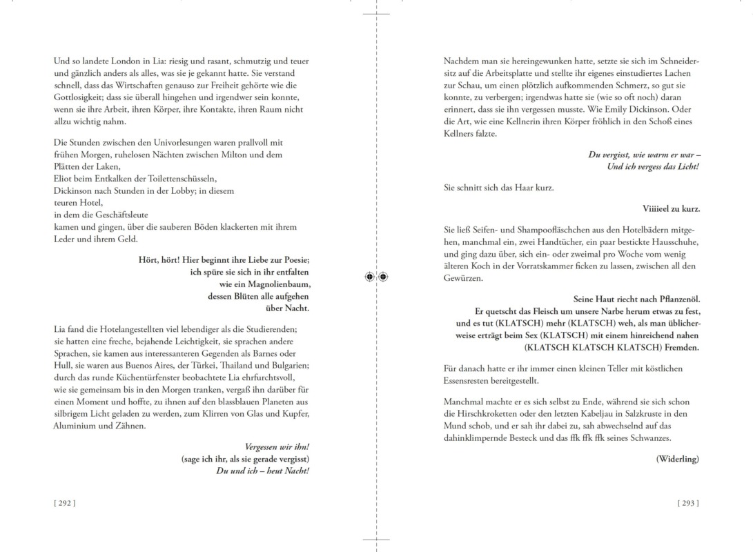 Screenshot einer Doppelseite aus Maddie Mortimers Roman »Atlas unserer spektakulären Körper« in der Übersetzung von Maria Meinel