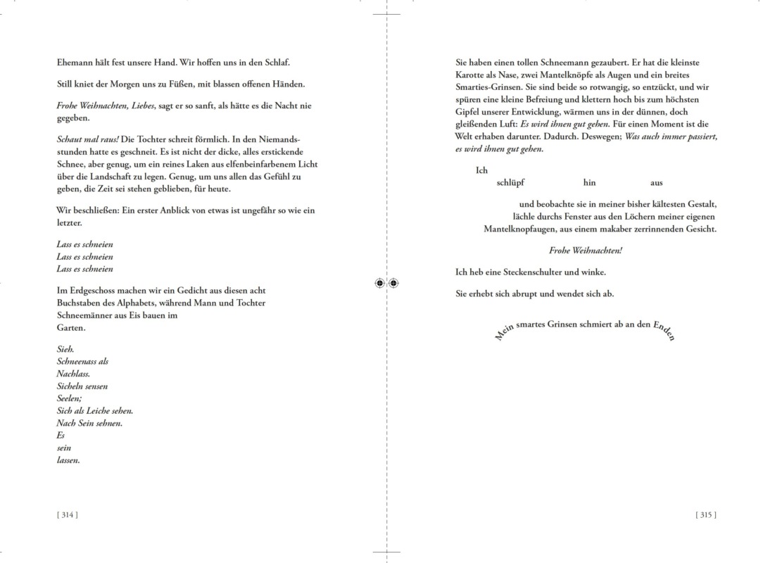 Screenshot einer Doppelseite aus Maddie Mortimers Roman »Atlas unserer spektakulären Körper« in der Übersetzung von Maria Meinel