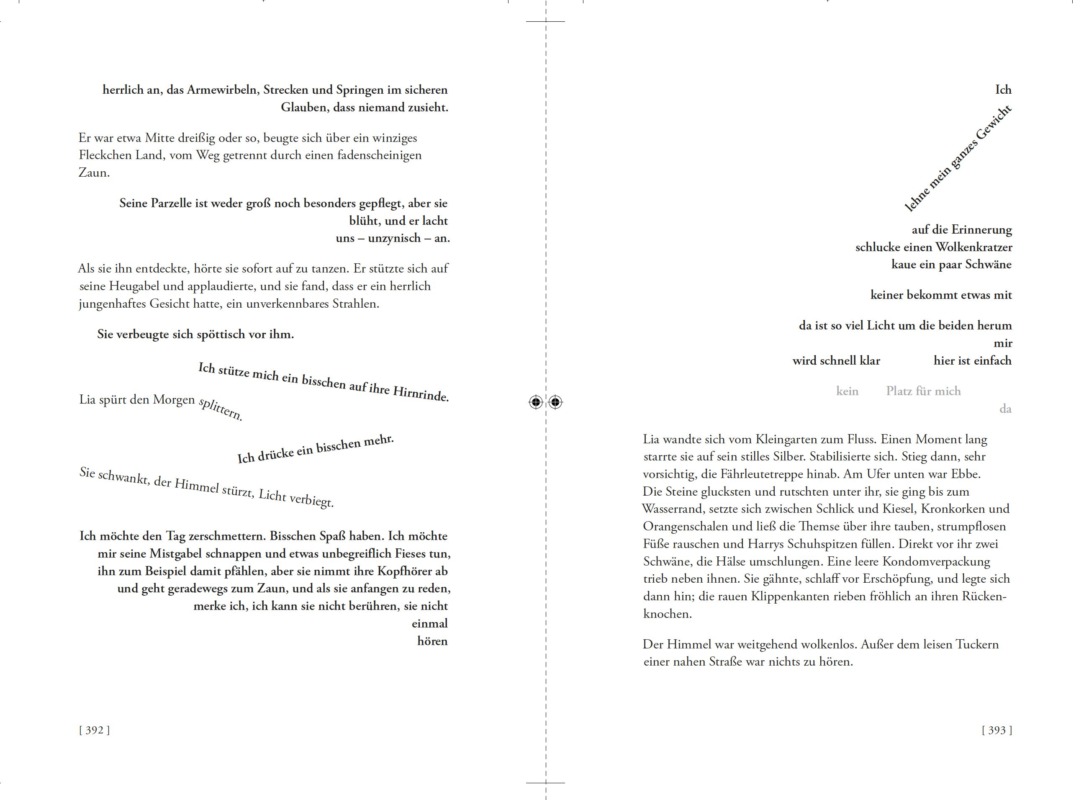 Screenshot einer Doppelseite aus Maddie Mortimers Roman »Atlas unserer spektakulären Körper« in der Übersetzung von Maria Meinel